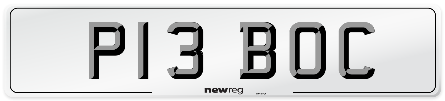 P13 BOC Number Plate from New Reg